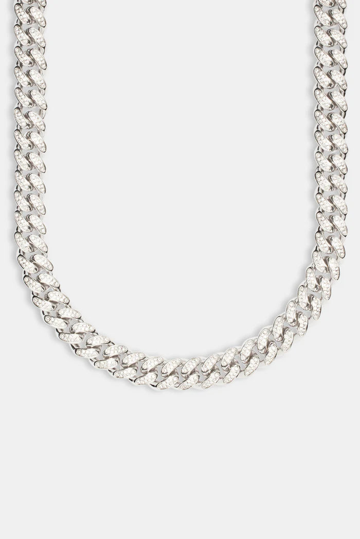 12mm Row Moissanite Cuban Link - Gold Vermeil