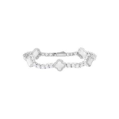 MOISSANITE PEARL CLOVERS BRACELET. - WHITE GOLD