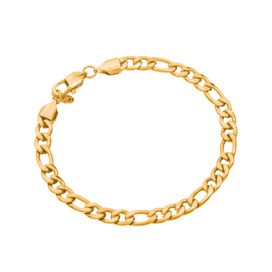 CLEAN FIGARO BRACELET. - 3MM 18K GOLD