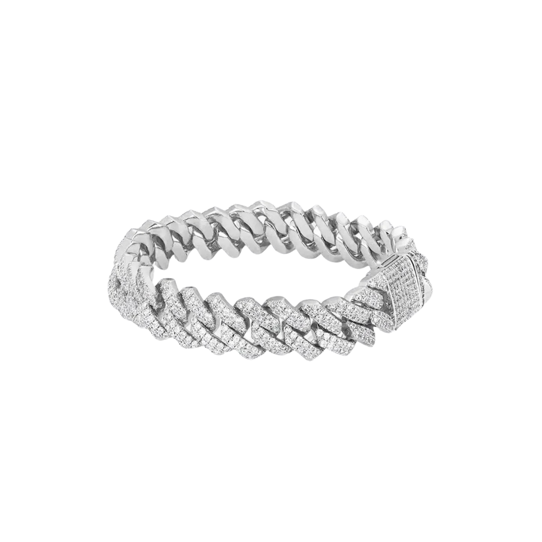 CUBAN MIAMI PRONG 13MM Bracelet - White Gold