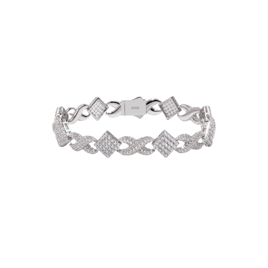 MOISSANITE INFINITY RHOMBUS BRACELET. - WHITE GOLD