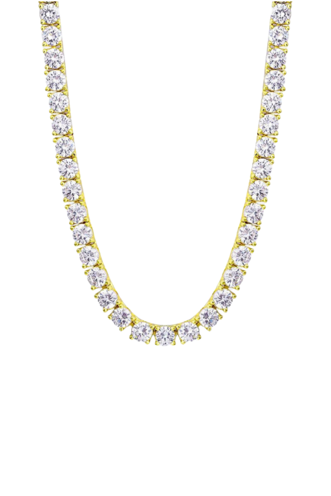 MOISSANITE TENNIS CHAIN. - 4MM  GOLD