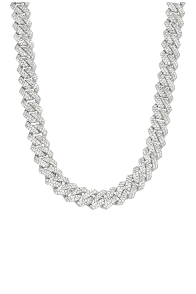 MOISSANITE CUBAN CHAIN. - 14MM WHITE GOLD