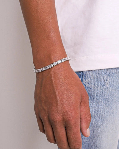 BAGUETTE TENNIS BRACELET - 6MM WHITE GOLD - Lazetti