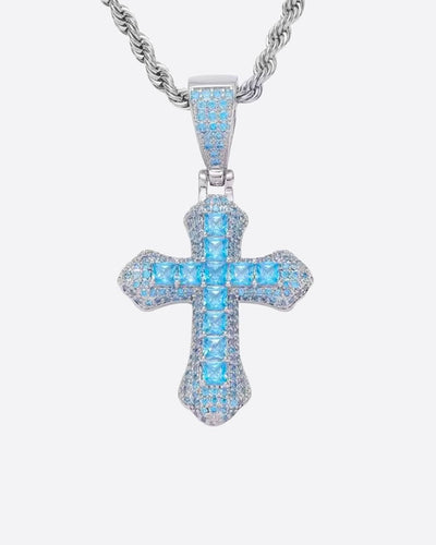 BLUE CROSS PENDANT. - WHITE GOLD - Lazetti