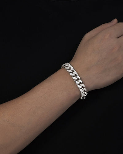 CLEAN BOXED CUBANA BRACELET. - 11MM WHITE GOLD - Lazetti