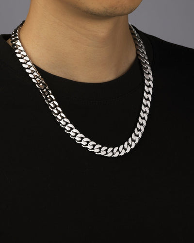 CLEAN BOXED CUBANA CHAIN. - 11MM WHITE GOLD - Lazetti