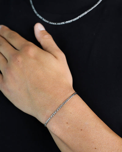 CLEAN FIGARO BRACELET. - 3MM WHITE GOLD