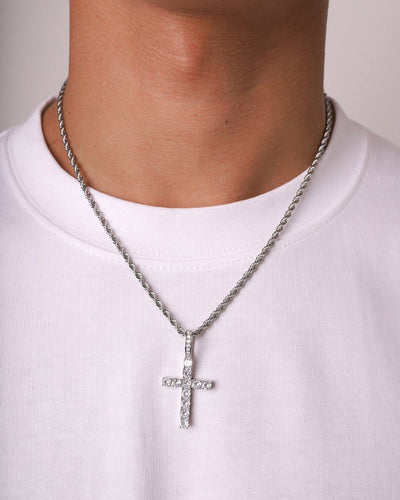 CROSS PIECE PENDANT. - WHITE GOLD