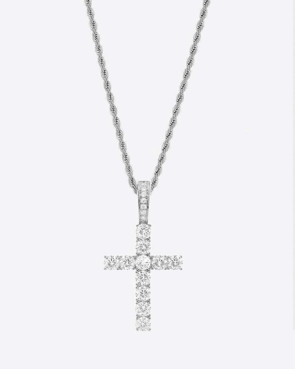 CROSS PIECE PENDANT. - WHITE GOLD