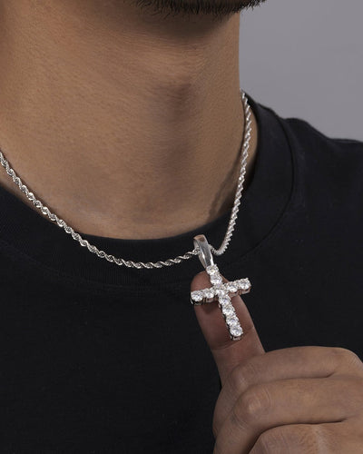 MOISSANITE CROSS PENDANT. - WHITE GOLD