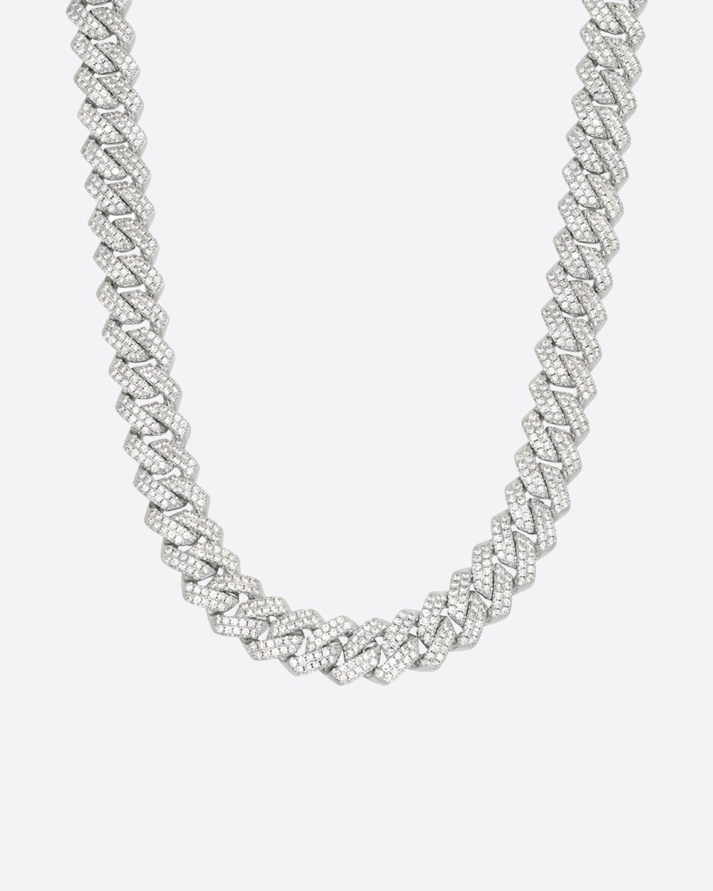 MOISSANITE CUBAN CHAIN. - 14MM WHITE GOLD