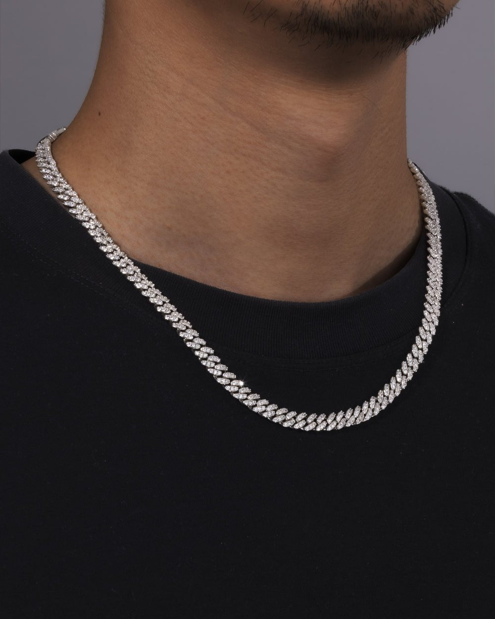 MOISSANITE CUBAN CHAIN. - 6MM WHITE GOLD