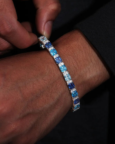 MOISSANITE OCEAN BLUE STONES BRACELET. - WHITE GOLD