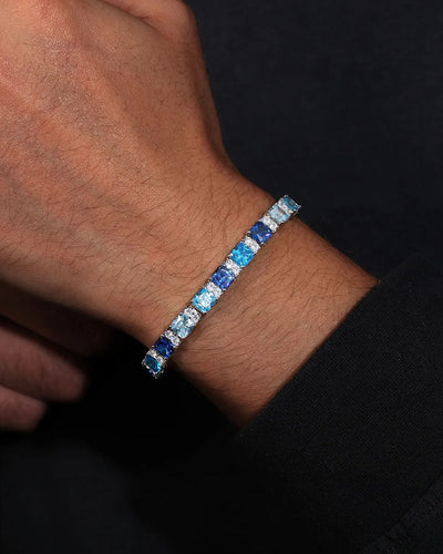 MOISSANITE OCEAN BLUE STONES BRACELET. - WHITE GOLD