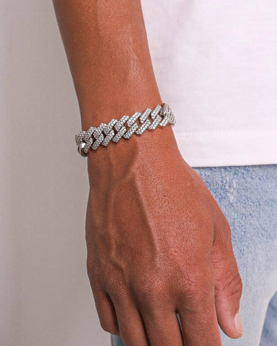 CUBAN MIAMI PRONG 13MM Bracelet - White Gold