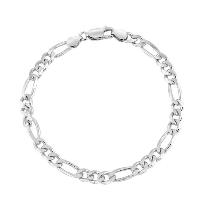 CLEAN FIGARO BRACELET. - 3MM WHITE GOLD