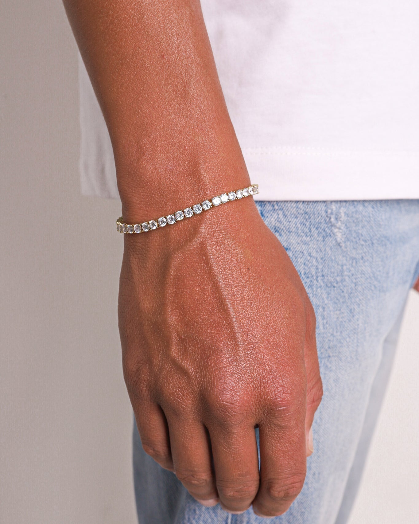 MOISSANITE TENNIS BRACELET.- 4MM  GOLD